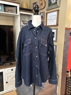 Joe Fresh Dark Blue Denim Button-Down Shirt
